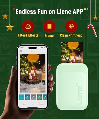 undefined Liene Photo Printer, 2x3” Mini Portable Instant Photo Printer Bundle w/ 50 Zink Adhesive Paper, Bluetooth 5.0, Compatible w/iOS & Android, Small Color Mono Picture Printer for iPhone, Smartphone Green の商品画像 7
