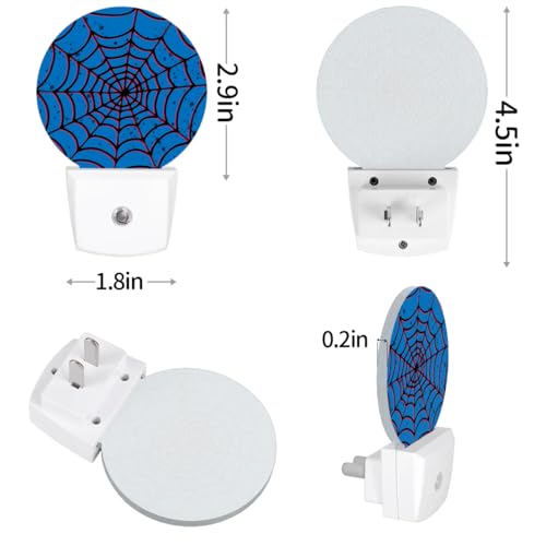 Image of Blue Spider Web Plug-in Led Night Light with Auto Dusk to Dawn Sensor for Boys Girls Room Decor, Wall Lamp Nightlights for Hallway,Bedroom, Kids Room, Kitchen, Stairway, (0.5W, 2 Pack)