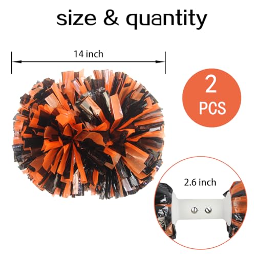 Hooshing 2PCS Black and Orange Professional Pom Poms Cheerleading by Hooshing - Used condition - Image 2