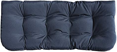 SewKer Indoor/Outdoor Tufted Swing Bench Cushions, 44"x19" for Wicker Loveseat Porch Swing Cushions, Patio Chair Furniture Replacement Cushion (Dark Blue (Tufted))