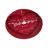 Red Christmas Tree Skirt for Xmas Holiday Party Supplies Large Tree Mat Decor, Happy Valentine's Day Love Heart Ornaments 30'