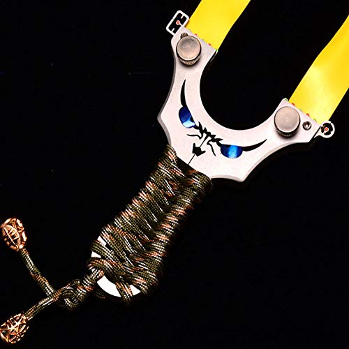 Hbg High Velocity Powerful Slingshot Hunting Stainless Steel Outdoor Y Aiming Point Slingshot, 5 Removable Sights, 3X Replacement Rubber Bands, 50 Pcs Steel Ammo Balls #TOP4