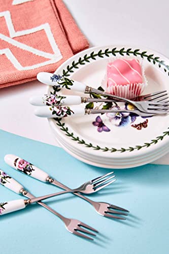 Portmeirion Botanic Garden Pastry Forks | Set Of 6 Dessert Forks With Assorted Floral Motifs | 6 Inch Spoons | Made From Stainless Steel And Porcelain #TOP4
