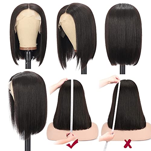 Sogram Hair Bob Wig Human Hair Straight 12 Inch 13X4 Lace Front Wigs Human Hair Pre Plucked With Baby Hair 13X4 Short Bob Transparent Lace Frontal Wigs For Black Women 150% Density Natural Color #TOP6