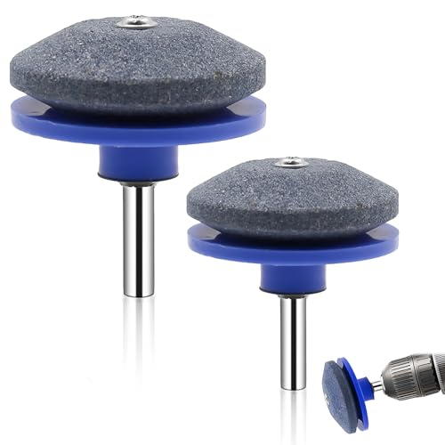 Luxiremi - 2-Pack Lawn Mower Blade Sharpener - Universal Fit for Most Power Drills, Heavy Duty Sharpening Stone for Garden Tools (Blue) - -12%