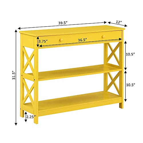 Image of Convenience Concepts Oxford 1 Drawer Console Table with Shelves, Yellow