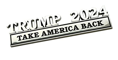 Image of 1pc Trump 2024 Sticker Trump Funny Sticker Take America Back 3D Emblem Badges Decal Car Decal Military Replacement for F150 F250 F350 Chevy Silverado 1500 2500 Chevrolet C10 C15 (Chrome)