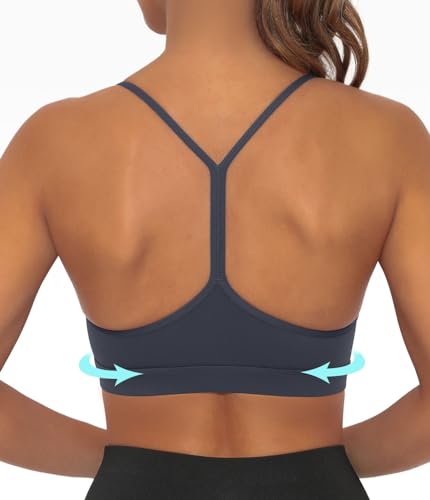 Image of Comper Y Back Sports Bra for Women Low Impact Racerback Workout Bras Sexy Thin Straps Yoga Bras with Removable Pads