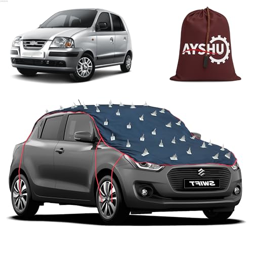 Image of AYSHU Water-Resistant Spike Car Cover for Hyundai Santro Xing - Protects from Dogs, Monkeys, Dust, Sunlight & UV - Full Roof Universal Fit