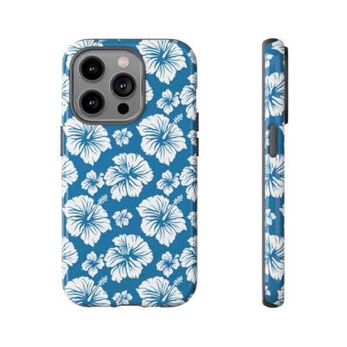 Coque iPhone 14 Pro rigide et brillante au motif floral hawaïen de haute précision