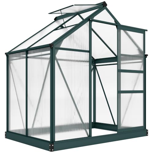 Outsunny Gewächshaus Aluminium mit Dachfenster 190x132x201cm...