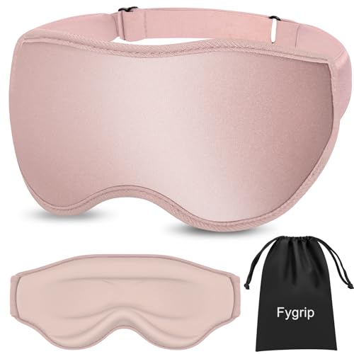 Fygrip 3D Eye Mask Sleep Mask for Men & Women, 100% Pressure-Free & Light Block-Out Eye Mask for Sleep with Easy Adjustable Strap, Night Eye Cover for Travel, Pink