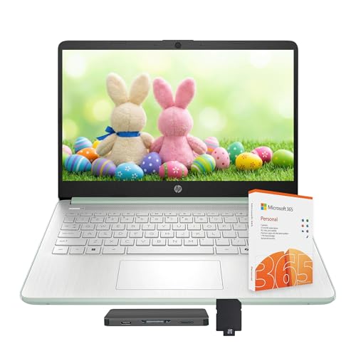 Image of HP Stream 14 inch HD Laptop with AI Copilot, Intel Processor N150, 4GB RAM, 1.12TB Storage (128GB UFS + 1TB Docking Station Set), Intel Graphics, 1 Year Office 365, Wi-Fi 6, Win 11, Green