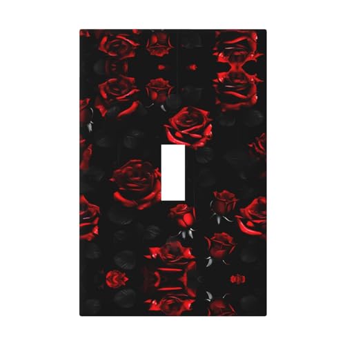 Tapas de salida impresas rosas rojas y negras, 1 placa de pared de tamaño estándar, placas frontales de doble salida de policarbonato