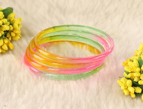 Image of STYOLLO Viral Jelly Plain Transparent Glass Kada Set For Women & Girls | Kanch Kada For Girls | Daily Ethnic Traditional Jewelry | Glossy Classic Fashion Kangan For Wedding, Festive & Parties - Set Of 4