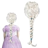 FENGQ Peluca Elsa, Princesa Peluca Niña, Peluca Elsa Frozen Niña, Elsa Peluca Trenza Princesa para Niña Halloween Navidad Fiestas Carnaval, Mascarada