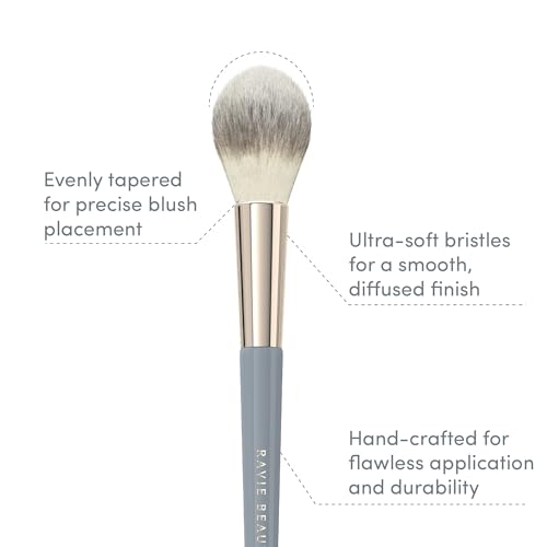 Ravie Beauty Blush Brush - Best Fluffy Makeup Brush for Cheeks, Ultra Soft Powder & Bronzer Brush, Professional Synthetic Bristles