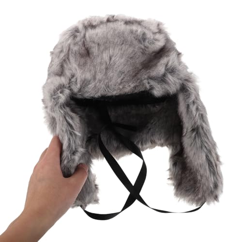 Bonnet cache-oreilles isolant gris avec doublure chaude hiver