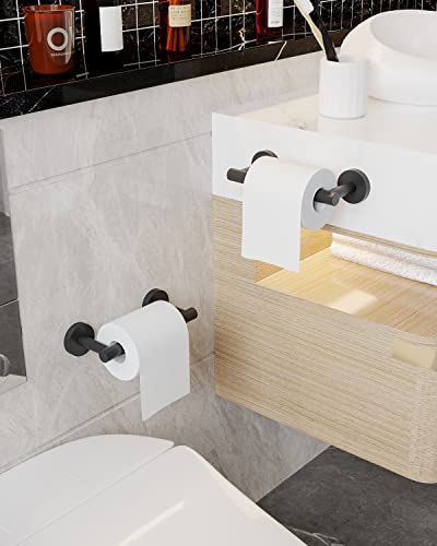 Image of RARXTR Matte Black 2 Pack Toilet Paper Holder SUS304 Stainless Steel Double Post Pivoting Toilet Paper Roll Holder Wall Mounted Toilet Tissue Holder for Commercial Bathroom RV