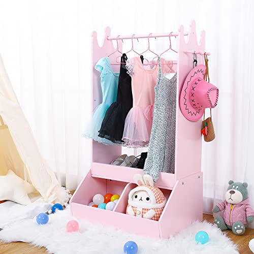 Shininglove Kids Armoire Dresser, Girls' Storage Closet With Light & Mirror, Gift For Ages 4+, Pink S #TOP3