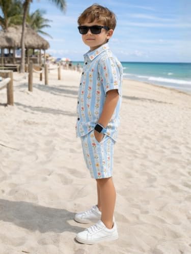 Image of superminis Boys Coordinated Set With Printed Rayon /Cotton Shirt and Shorts