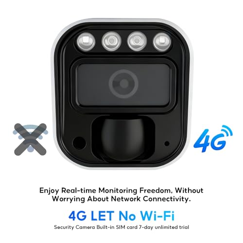 Wosee365 4G LTE Solar Security Camera - No WiFi Cellular Outdoor Camera with 2K Color Night Vision, PIR Motion Detection, 2-Way Audio, AI Motion Detection, 360° Live View thumbnail 4