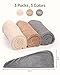 YFONG Microfiber Hair Towel 3 Pack, Hair Towel with Button, Super Absorbent Hair Towel Wrap for Curly Hair, Fast Drying Hair Turban Towel for Women, Anti Frizz Microfiber Towel