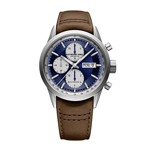Raymond Weil Reloj Freelancer, 7732 -TIC-50421, Redondo, cronógrafo mecánico con Cuerda automática y función de día y Fecha para Hombre Azul Caja de 42 mm