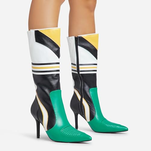 LEMONADE Womens Endeavor Motocross Detail Pointed Toe Stiletto Heel Mid Calf Boot2