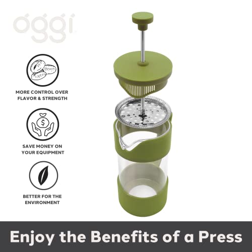 image for Oggi French Press Coffee Maker (12oz)- Borosilicate Glass, Coffee Pres