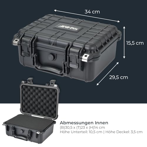 HMF ODK100 Outdoor-Fotokoffer, Transportkoffer mit Rasterschaumstoff | 34 x 29,5 x 15,5 cm