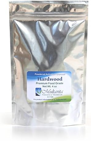 4 oz Hardwood Activated Charcoal Powder - Premium Food Grade - Made in USA, in Mylar Bag