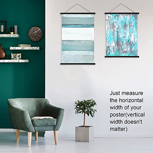 FALAMON 2 Pack A4 Poster Frame Hangers, Light Wood Wooden Magnetic Poster Hanger Frames Hanging Kit for Posters, Pictures, Prints, Photos, Maps, Scrolls, Canvas Artwork (21cm, Black) - Image 5