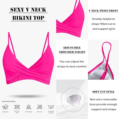 Image of Amy Babe Women's High Waisted Bikini Sets Push Up Twist Front Spaghetti Straps Ruched Two Piece Swimsuit Bathing Suit