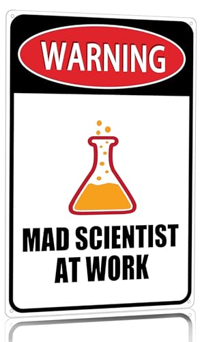 Students Teachers Gifts Funny Mad Scientist at Work Tin Sign for Science Chemistry Classroom Laboratory Decor 8x12 Inch (3303)