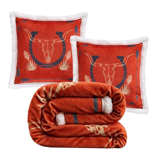 Indigo Hill by HiEnd Accents Marfa 3 Piece Sherpa Throw Blanket Set