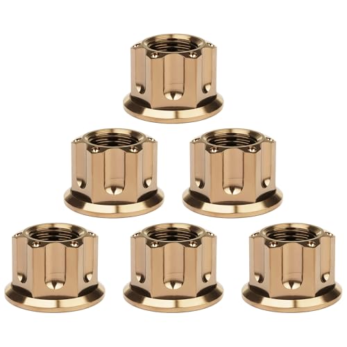 Image of Titanium M6 M8 M10 M12 M14 M16 Flange Bolt Nut Bicycle Motorcycle Rear Axle Car Modification Accessories Pack of 6 (M10 Pitch 1.25mm, Bronze)