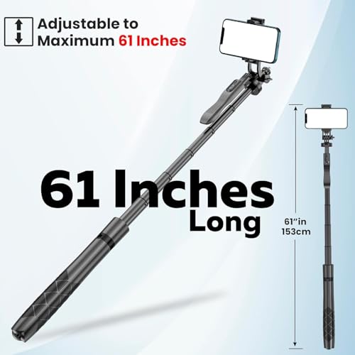 Image of L16 Selfie Stick Tripod (4in1) 5.8 Feet Long with Stable Handle BT Shutter Bluetooth Selfie Stick