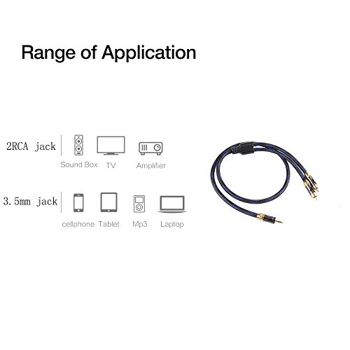 Cable audio 3,5 mm a 2 RCA dual blindado para conectar el móvil al hogar 7