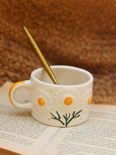 Image of WEAVING HOMES Sunflower Bloom Coffee Mug for Office, Stylish Ceramic Tea Cup for Woman, Modern Travel Mug (280 Ml)
