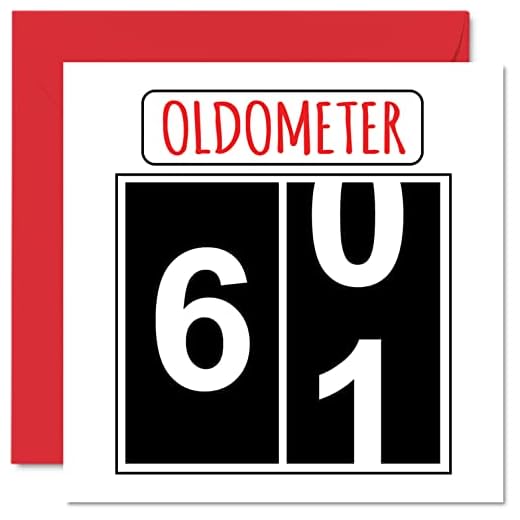Divertidas tarjetas de cumpleaños 61 para hombres y mujeres, Oldometer, tarjeta de feliz cumpleaños para papá, mamá, abuelo, tarjetas de felicitación de 145 mmx145 mm, tarjeta de cumpleaños 61