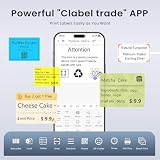 CLABEL Drukarka etykiet Bluetooth, samoprzylepna, termiczna 321D, urządzenie do etykietowania, druk etykiet, z rolką, 60 x 40 mm, etykiety, wtyczka UE