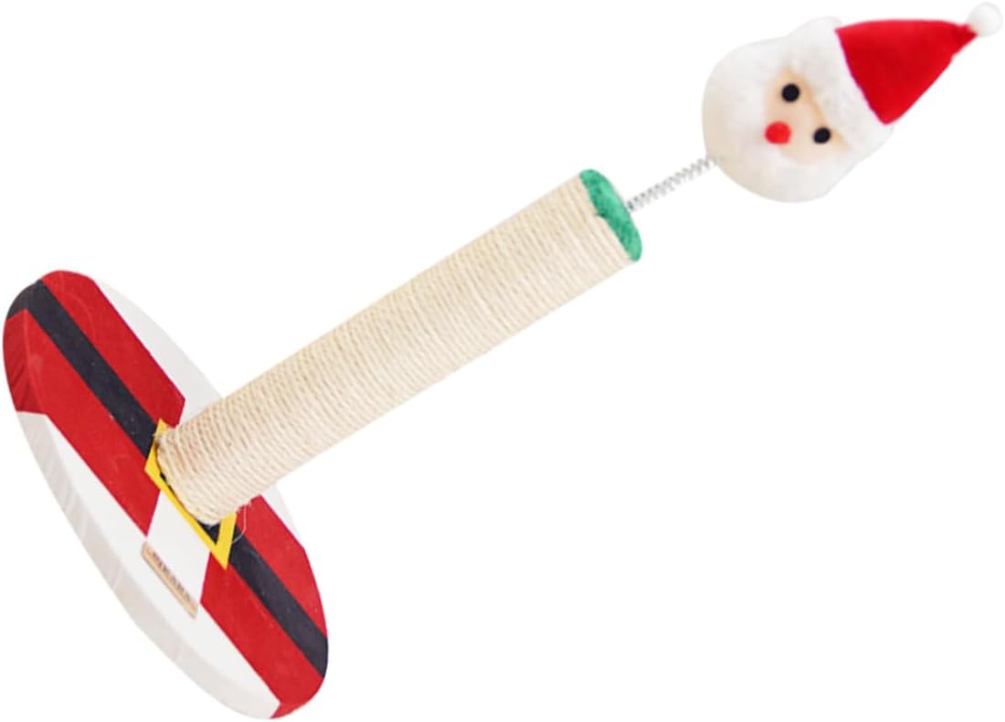 SUPVOX Christmas Santa Cat Scratching Post Sisal Claw Scratcher Pole Indoor Kitten Climber Cat