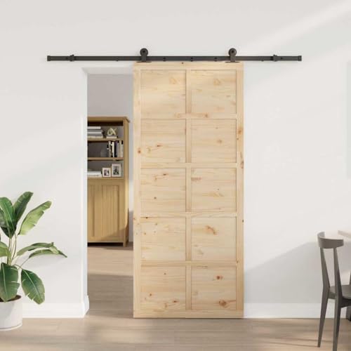 Generico Porta Scorrevole Marrone 100 x 208 cm Legno di Pino massello,Marrone,24.49kg,3381172