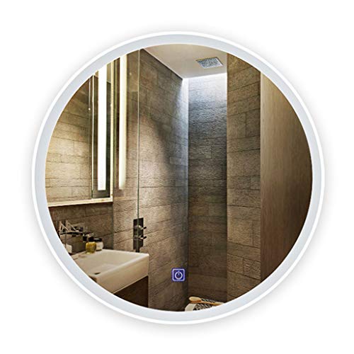 MKYOKO Espejo de baño montado en la Pared con luz LED, luz Tricolor, Espejo Plateado Ajustable de Alta definición a Prueba de explosiones, se Puede desempañar, Utilizado en Sala de Estar/