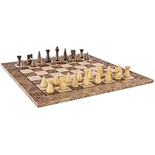 Luxury Handmade Chess Set, Wooden Chessmen with BURL Oak Chess Board Venice