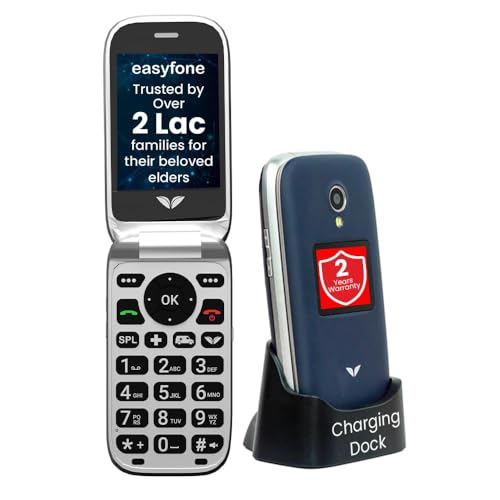 Image of easyfone Royale 4G Flip 2.8 inch for Seniors | CareTouch App lets loved ones do phone settings remotely | Loud Sound+Boost | Big Talking Keys | USB-C+Dock Charger | Photo Dial | SOS & Ambulance Assistance