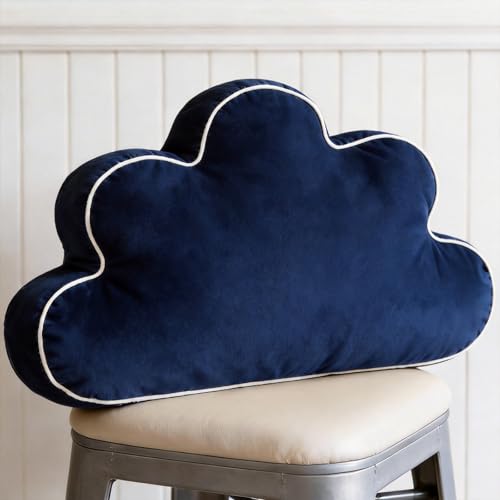 Almohada de felpa azul en forma de nube 22 x 16 pulg