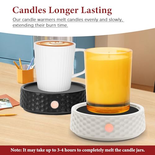 Image of Electric Large Candle Warmer Plate - Ceramic Candle Wax Warmers for Jar Candles, Coffee Mug Warmer Cup Warmers for Home Office Aromatherapy Fragrance and Heating Beverage (Black and White Honeycomb)