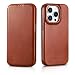 Produktbild Mobiskin Hülle kompatibel mit Apple iPhone 14 PRO (6,1 Zoll), Handyhülle mit echtem Leder, Case, Schutzhülle, dünne Handy-Tasche, slim Cover, Vintage Braun